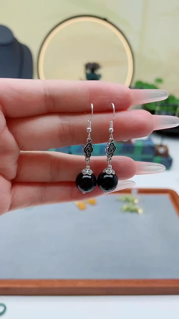 未镶嵌黑曜岩耳饰207