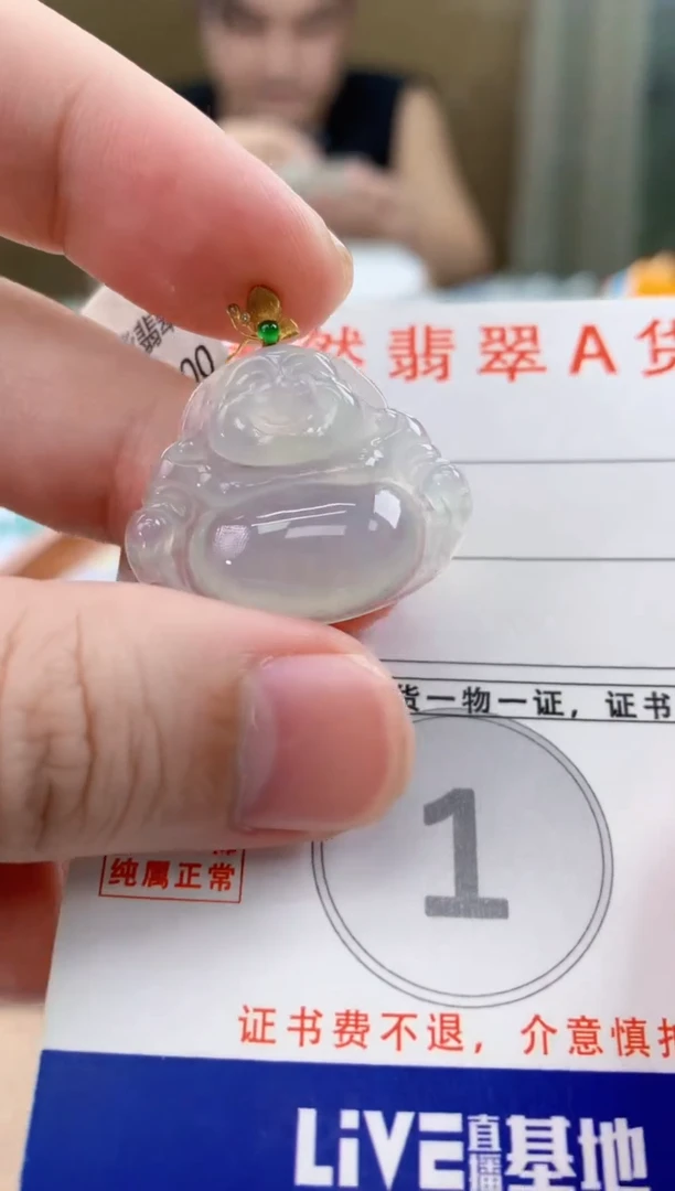 颈饰18K金镶嵌翡翠天然A货翡翠挂件