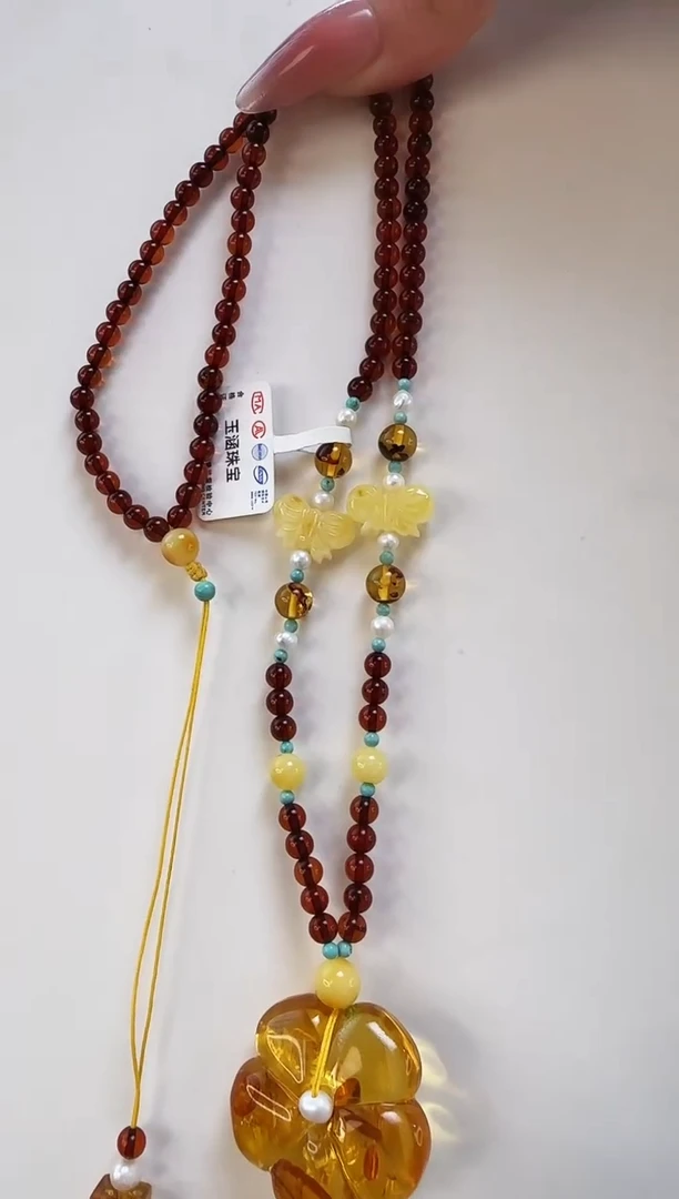 琥珀颈饰未镶嵌项链