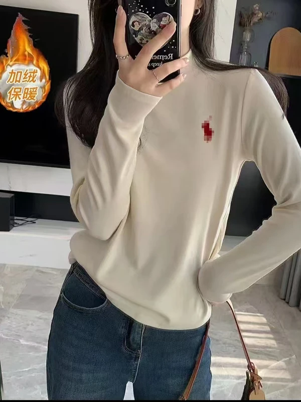 秋冬新款磨毛加厚显瘦百搭长袖上衣休闲保暖外穿气质T恤