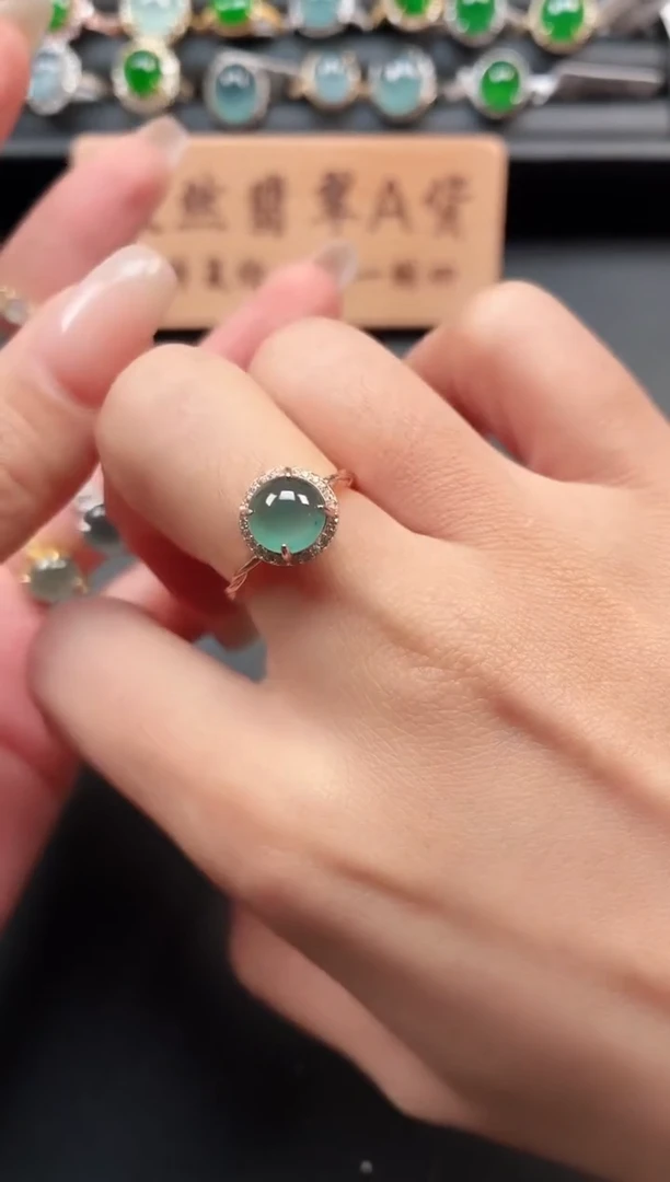 银S925镶嵌戒指翡翠1