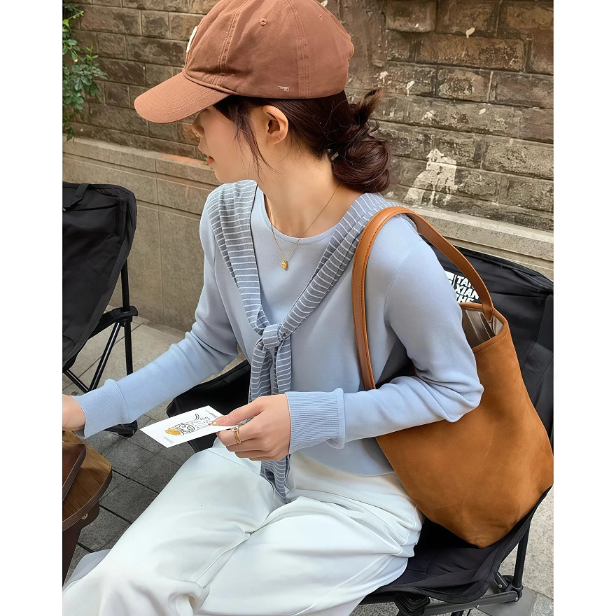 开春季通勤休闲穿搭假两件披肩上衣女韩系小众设计感洋气百搭上衣