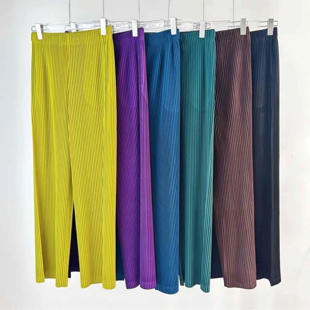 三宅风褶皱原单高品质HP粗牙签直筒裤休闲百搭显瘦舒适长裤