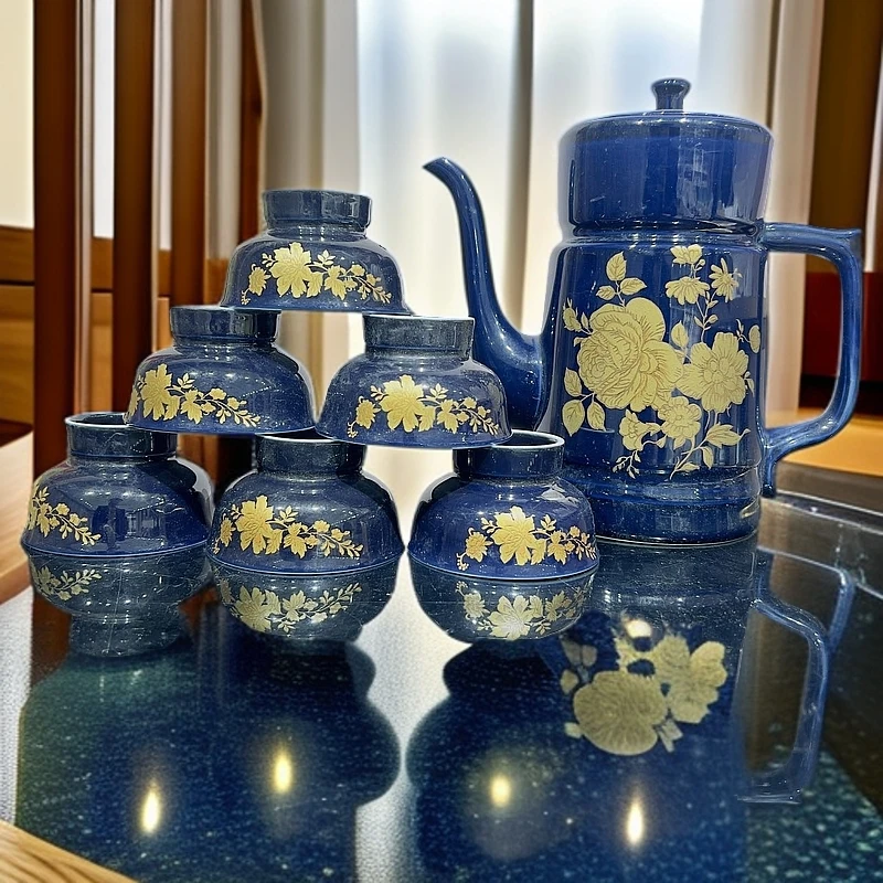 新疆包邮 【茶壶套餐留个杯子一个茶壶】 蓝色花家用好看陶瓷创意