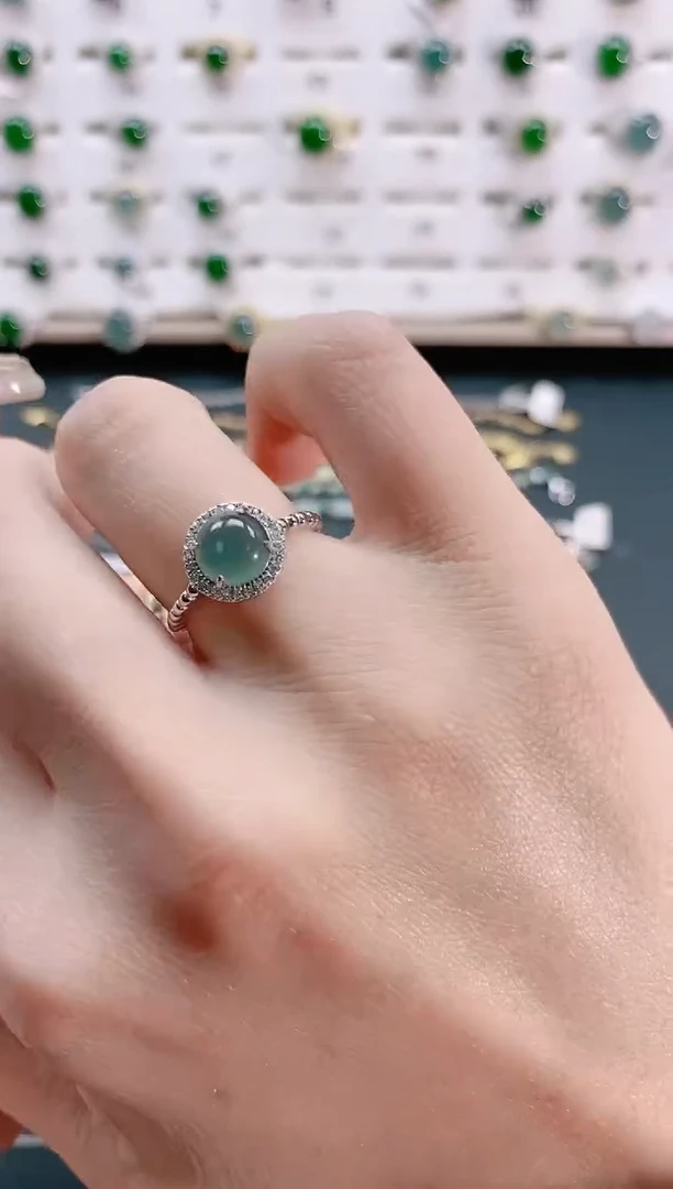 【闪购商品】翡翠戒指银S925镶嵌天然翡翠