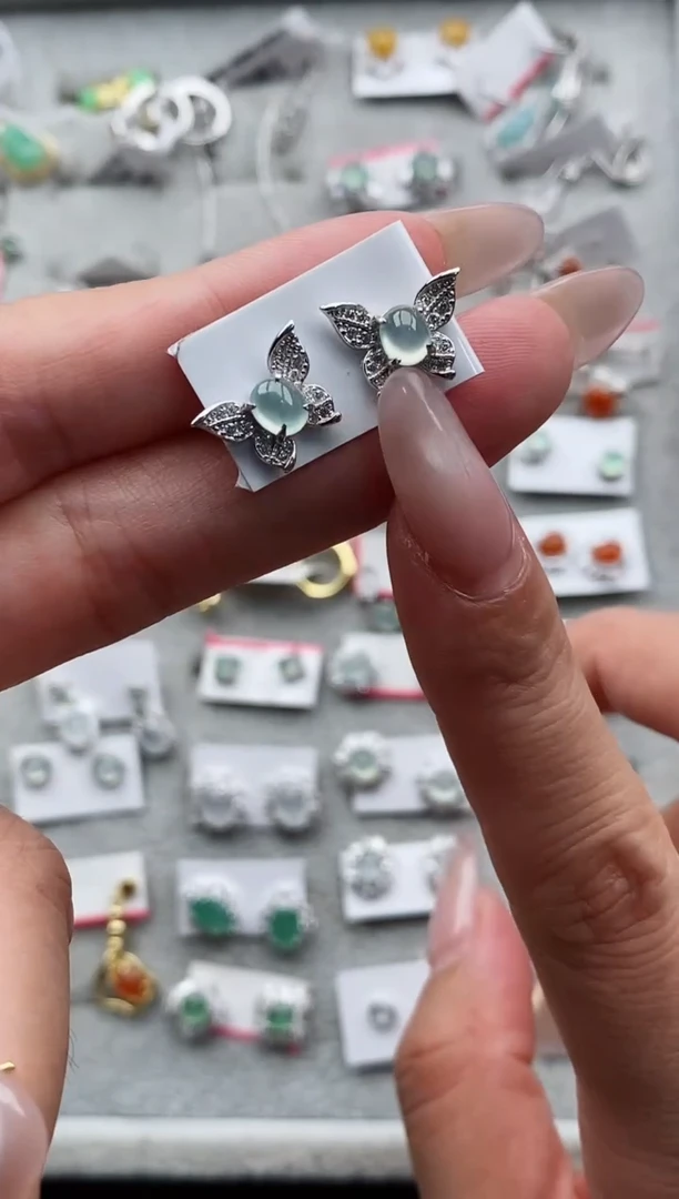 银S925镶嵌戒指翡翠天然缅甸翡翠A货222-3-4