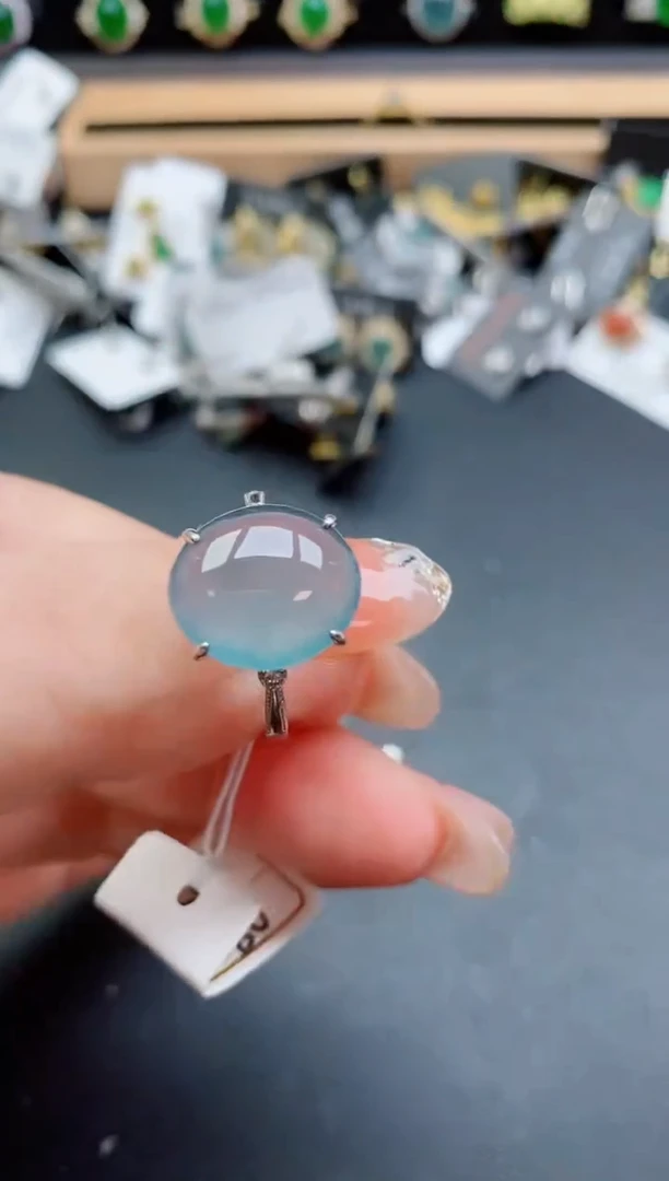 银S925镶嵌戒指翡翠1
