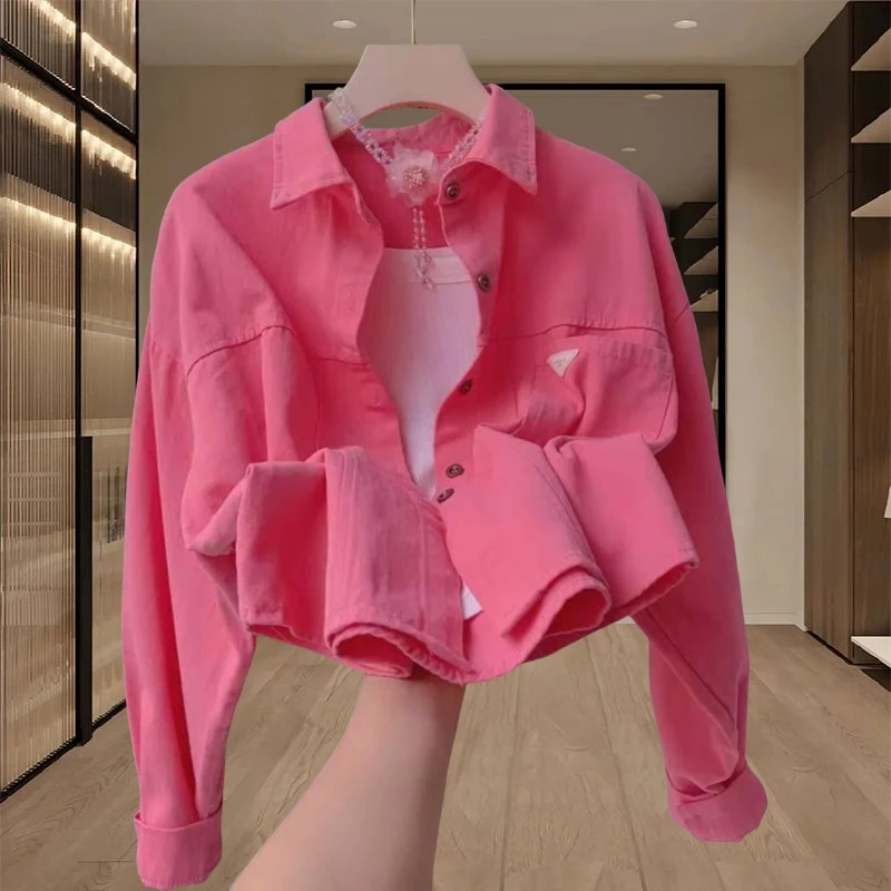 韩版休闲好看翻领长袖衬衫女款2025春秋季宽松显瘦洋气时尚外套潮