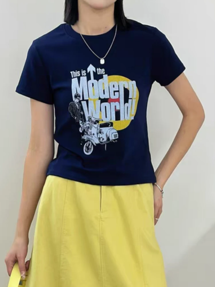 【济州岛】复古摩登字母印花短袖