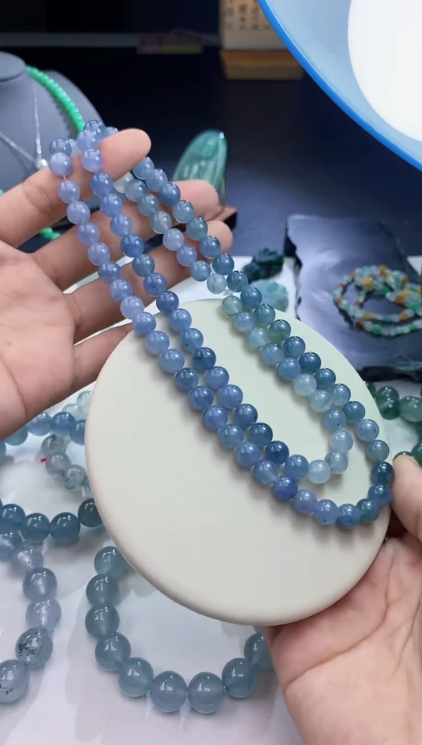 定制翡翠未镶嵌紫罗兰珠链