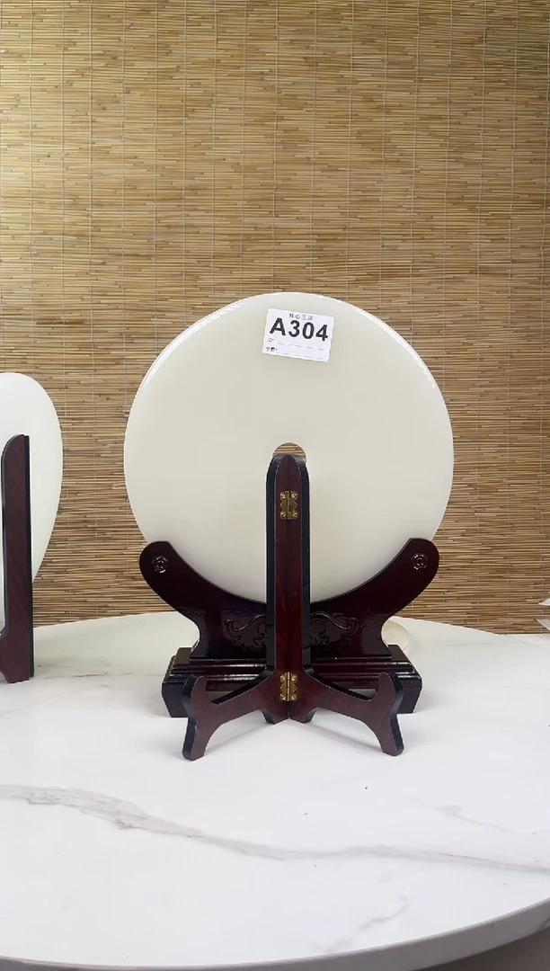 玉陪****出30cm天然玉石平安扣和氏璧摆件A304