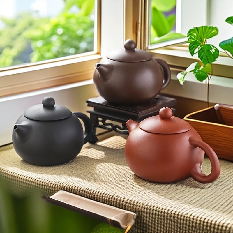 爆款三杯紫砂壶家用宜兴紫砂壶功夫茶壶茶具大红袍西施紫砂壶创意