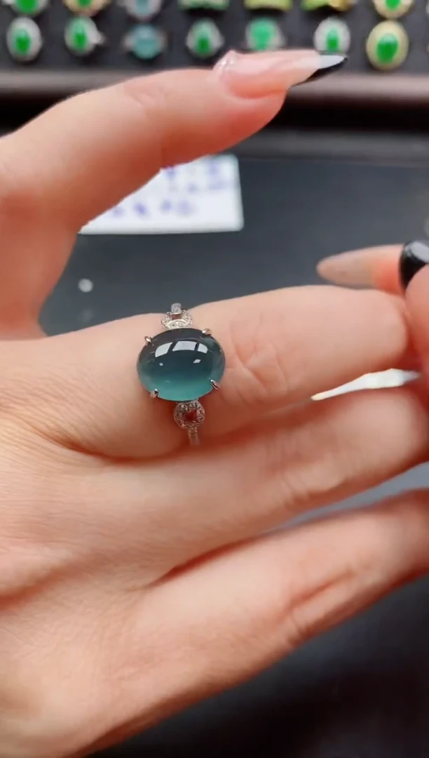 银S925镶嵌戒指翡翠1