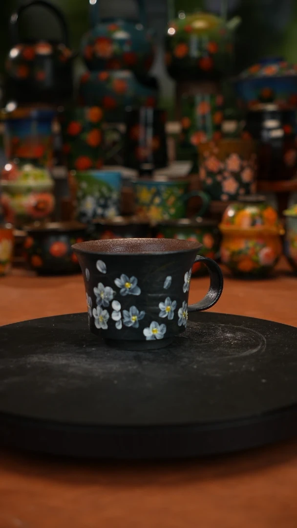 紫砂油画手绘釉下彩