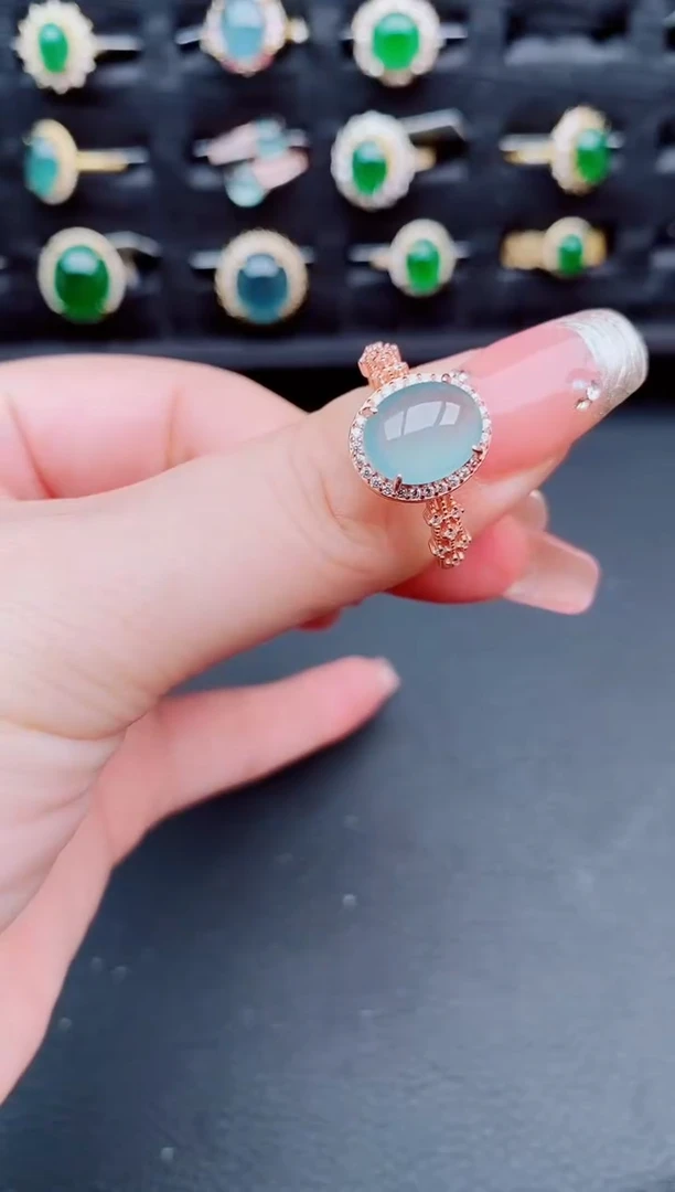 翡翠戒指银S925镶嵌天然a货翡翠283