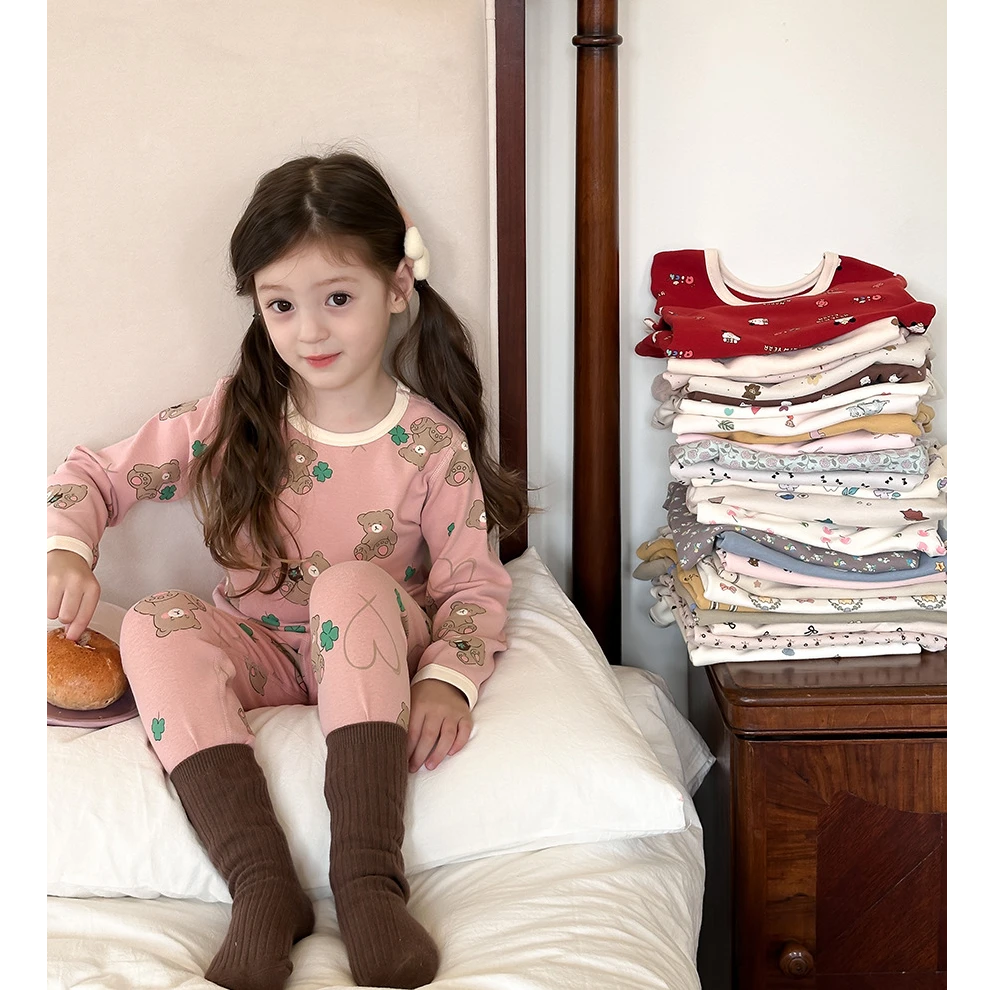 【 纯棉无骨】秋冬男女童A类秋衣秋裤拉架棉卡通家居服24Y045