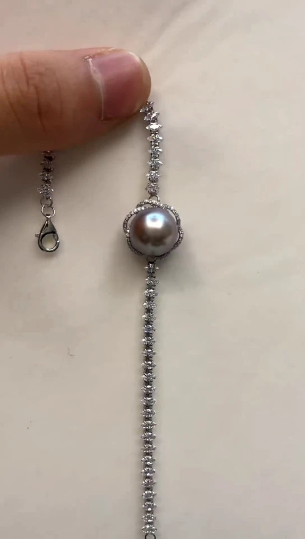 银S925镶嵌手绳海水珍珠11-12