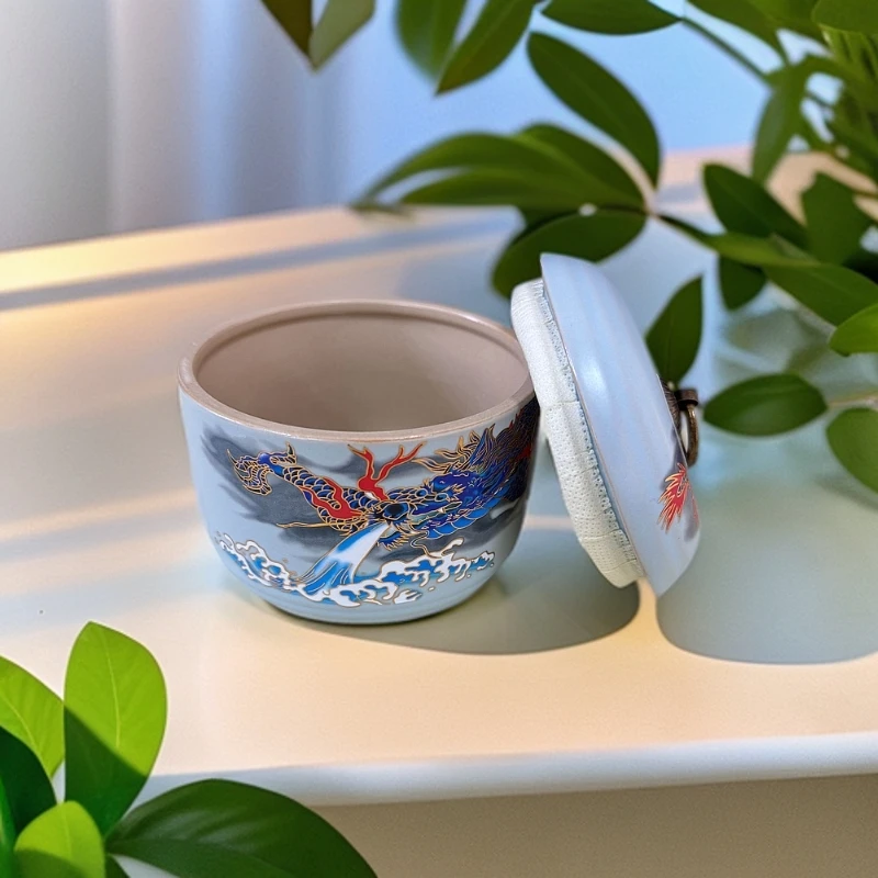 DP-A305天青汝窑海浪龙纹小茶叶罐