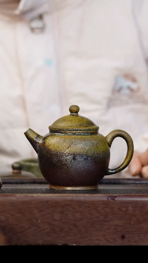 茶壶紫砂柴烧紫砂 天青宫灯220cc