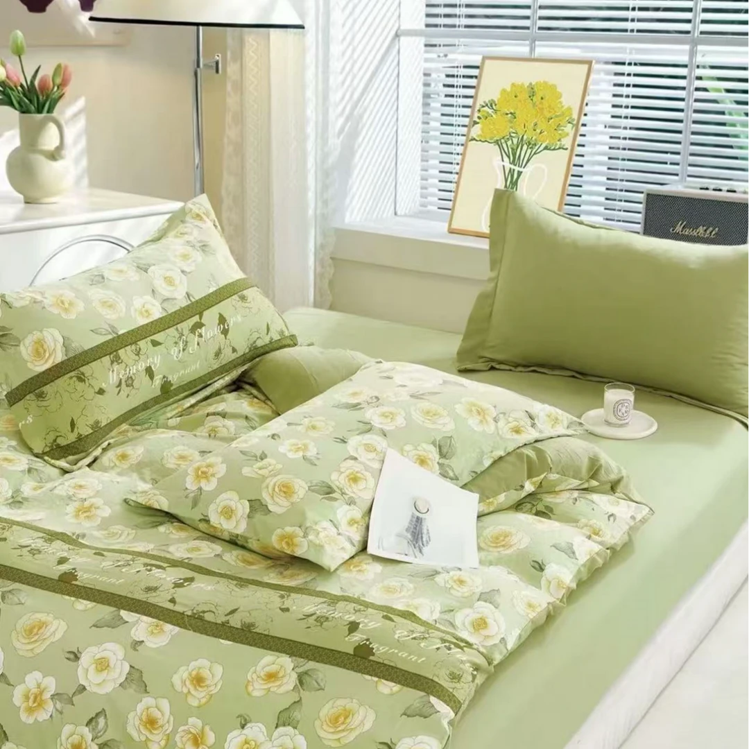 皱皱棉纱被套透气亲肤碎花简约小清新