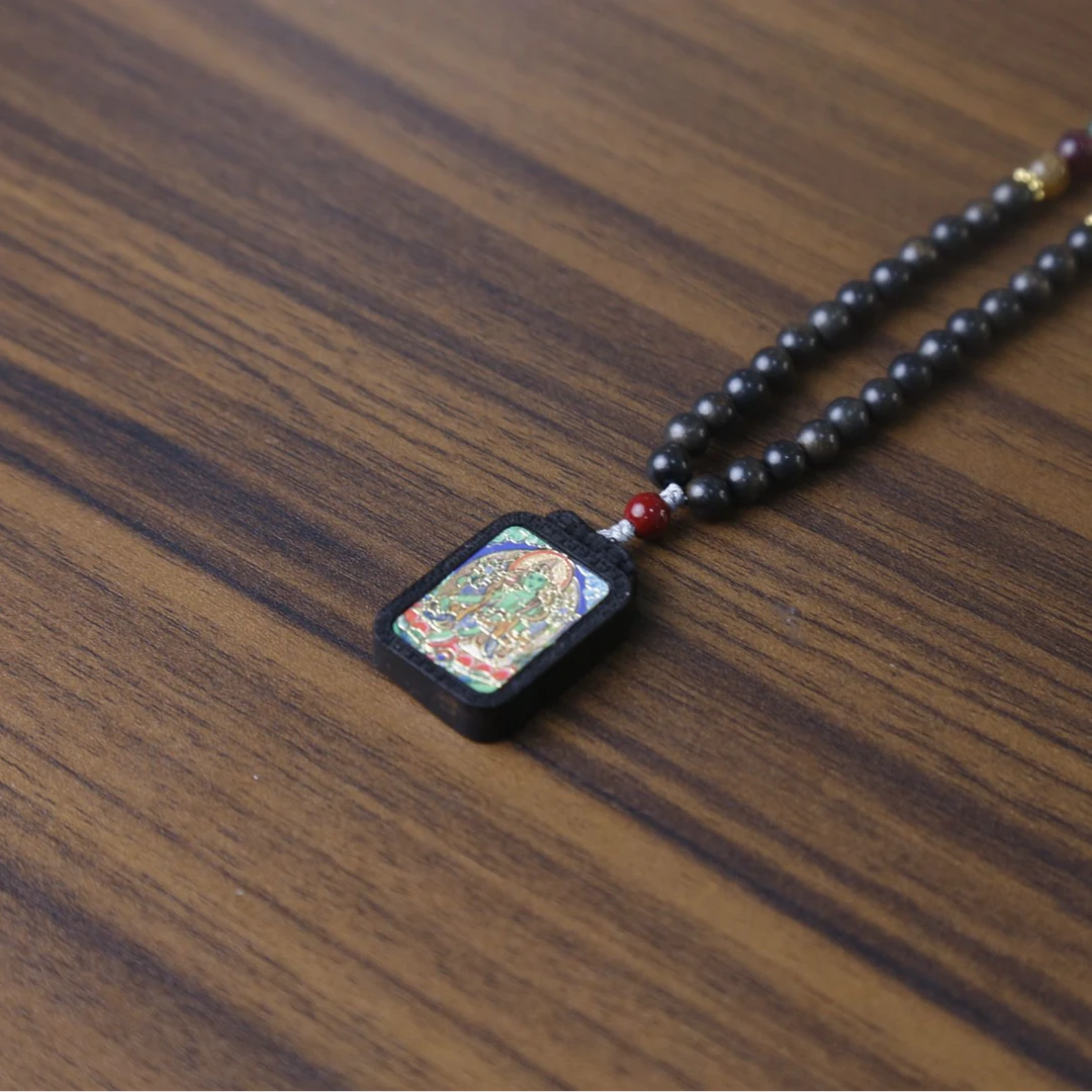 非金属木质吊坠 QQ绿度母手链