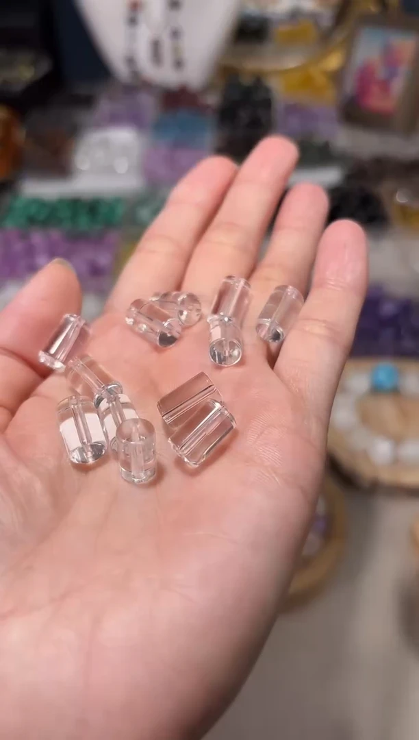 水晶手串未镶嵌C66白水晶圆柱珠宽卡7.8