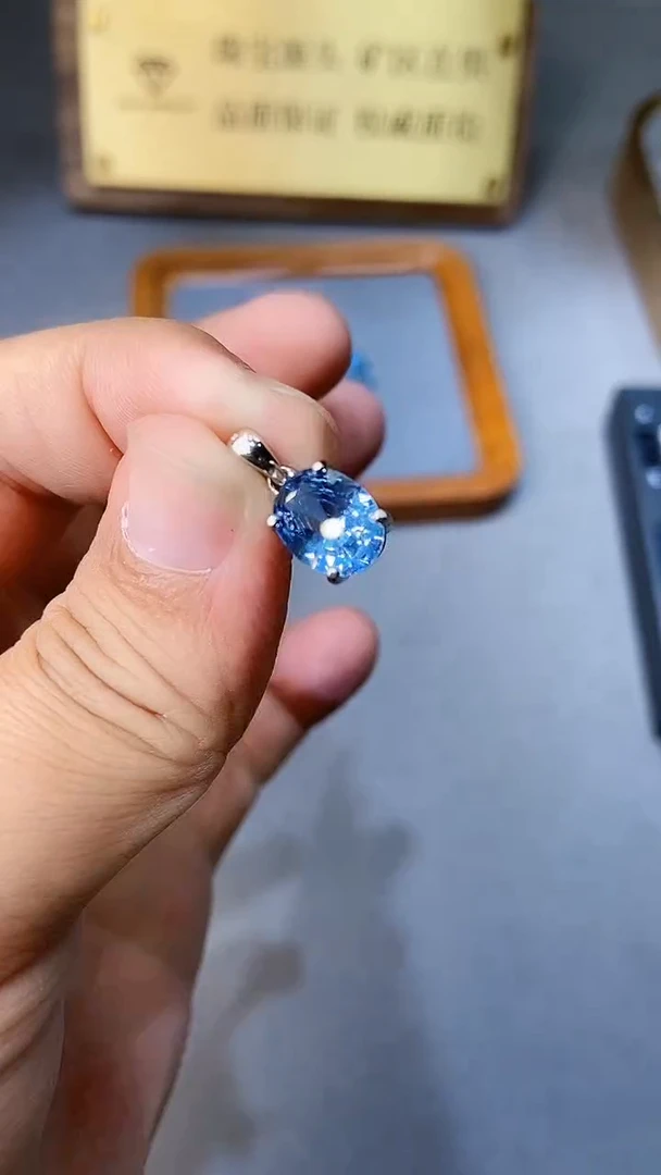 【闪购商品】海蓝宝石颈饰银S925镶嵌3544