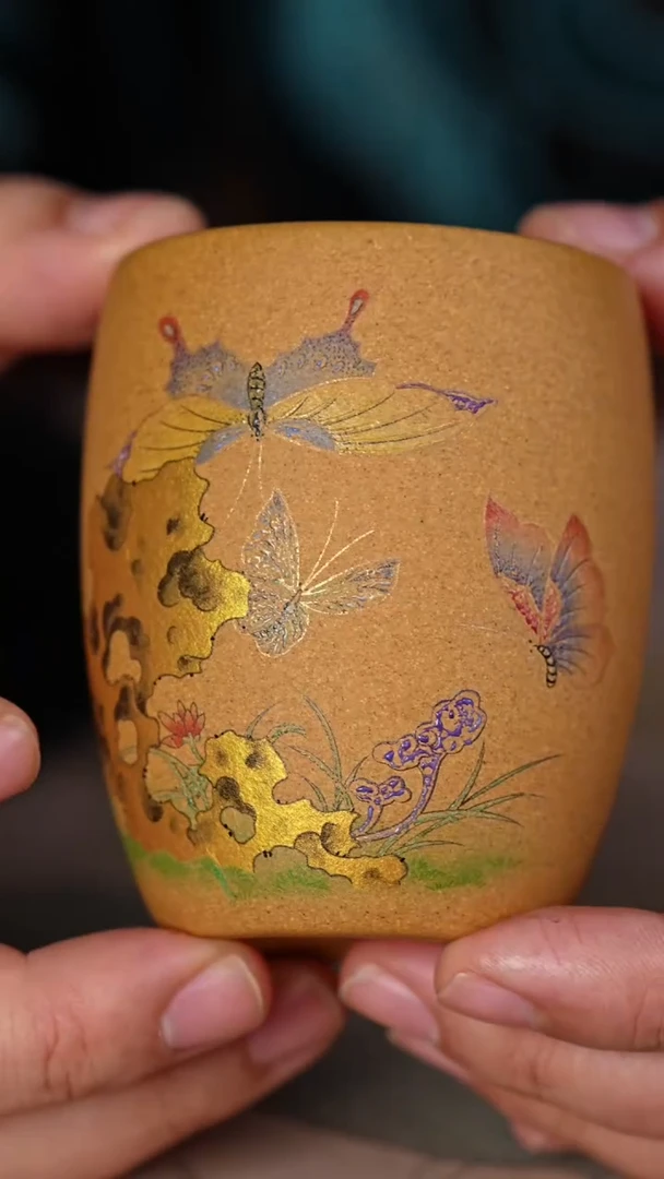 【闪购商品】紫砂茶壶十竹斋18-02 葵黄段泥主人杯165c