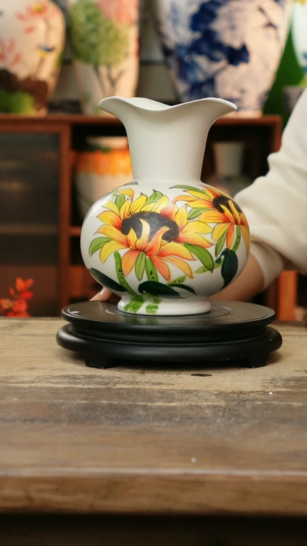 瓷片 景德镇纯手工釉下彩精品花瓶