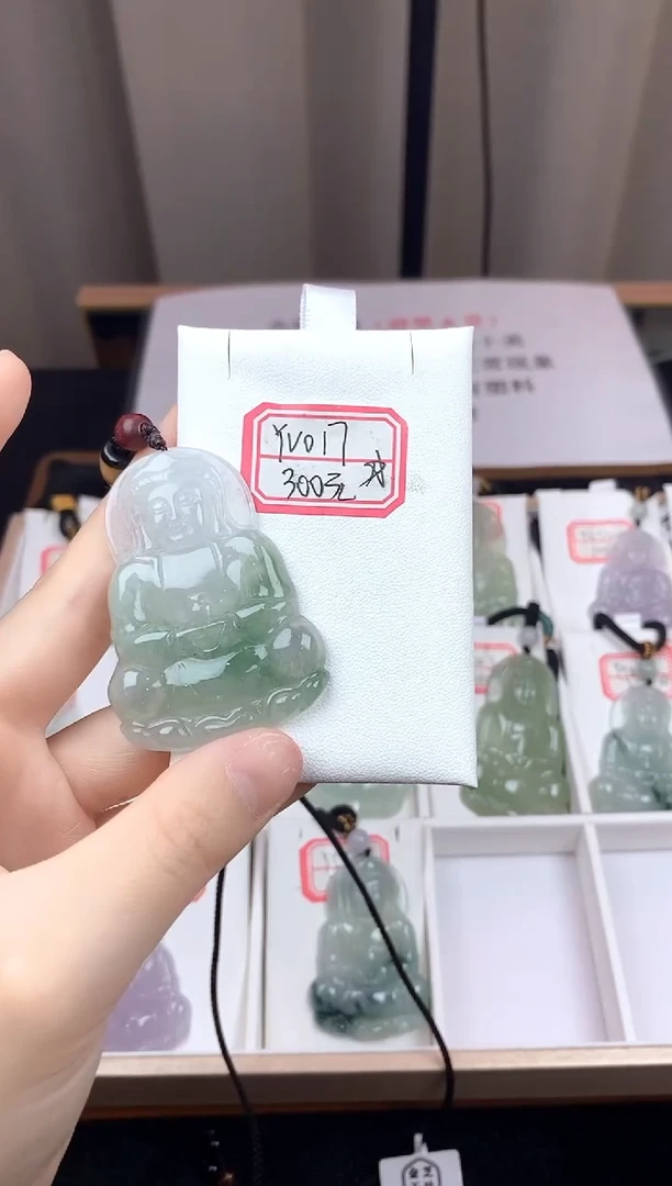 翡翠未镶嵌颈饰YV017冰飘绿观音
