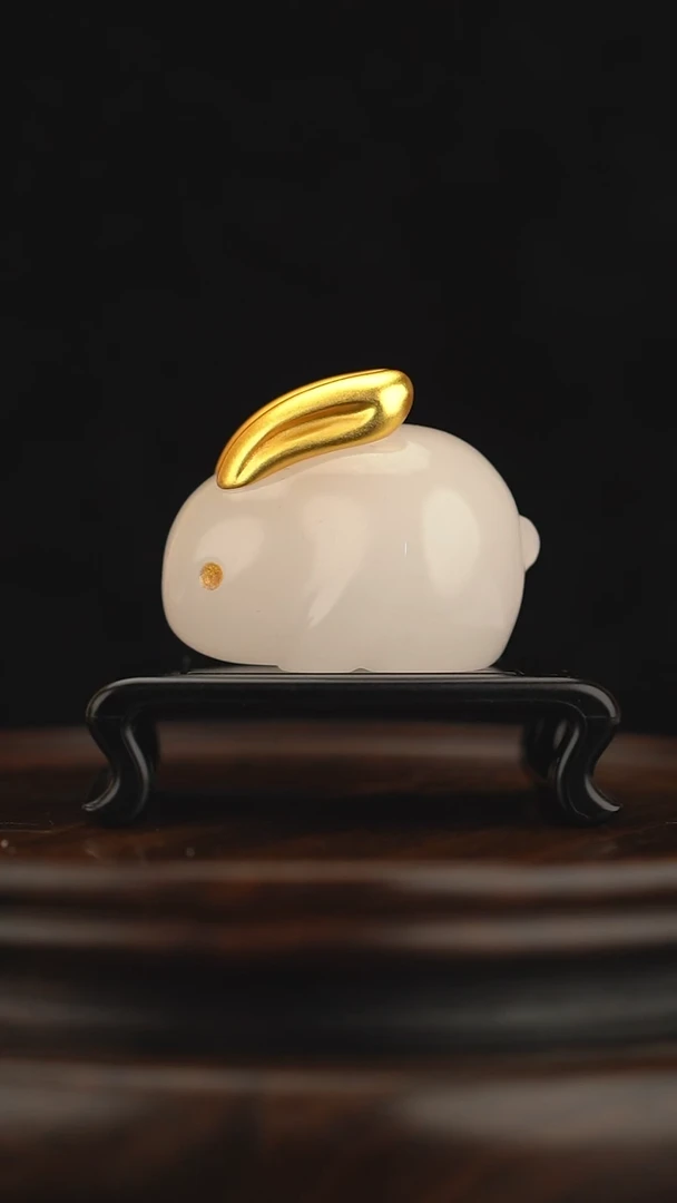 玉【玉兔呈祥】天然玉石摆件