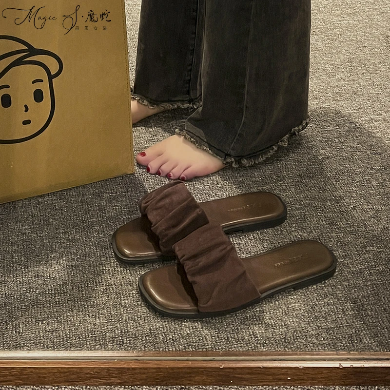 水晶高跟网红小众法式一字拖鞋女夏厚底爆款凉拖外穿2025年新款平