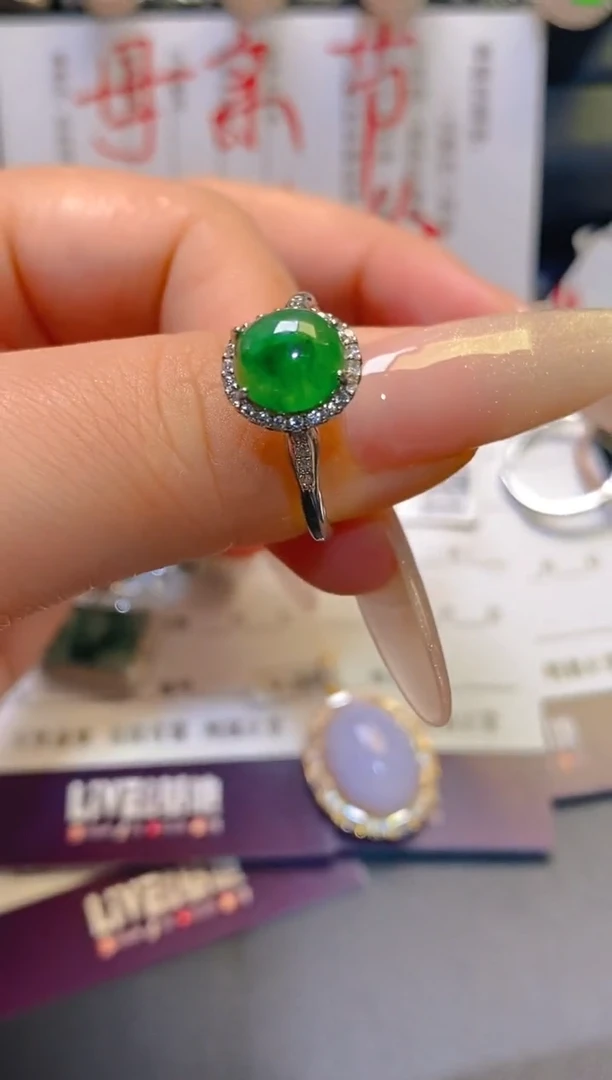 翡翠银S925镶嵌耳饰天然