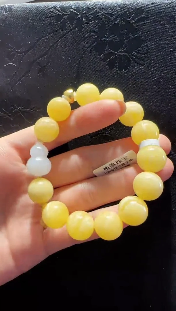 手串蜜蜡18K金镶嵌珠宝原创直播间