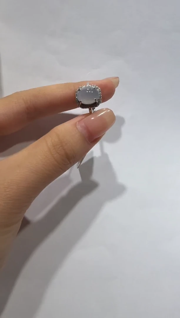 银S925镶嵌戒指翡翠缅甸A货翡翠戒指