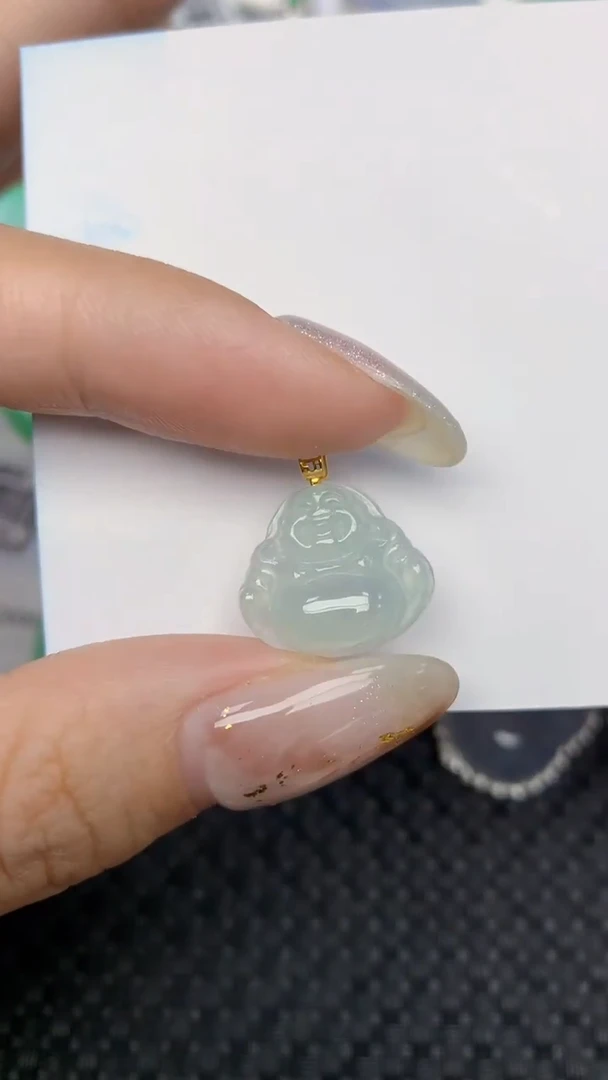 颈饰18K金镶嵌翡翠天然缅甸翡翠a货百元以上9元证书费自理