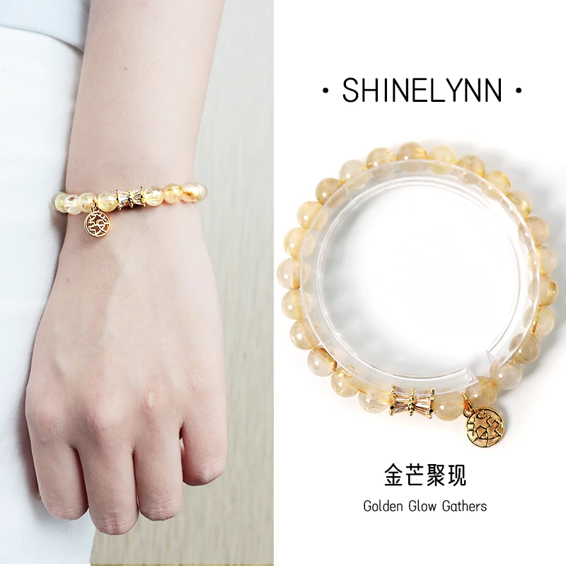 禧临Shinelynn/【金芒聚现】新中式天然金发晶水晶招cai喜土百搭