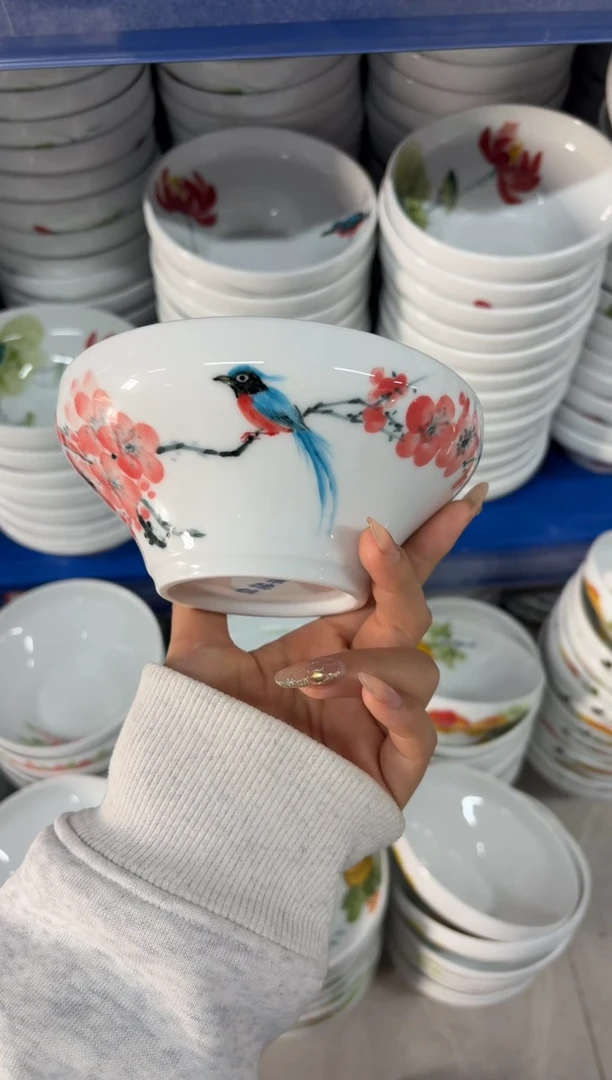 瓷片景德镇高温陶瓷食品级手绘釉中彩-葫芦碗