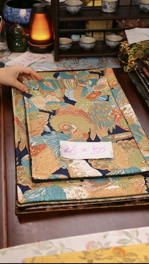 【鹦鹉咖双面】中国风干泡织锦茶席26*50