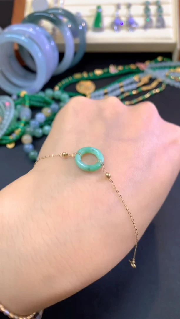 18K金镶嵌手链翡翠手链|400+25