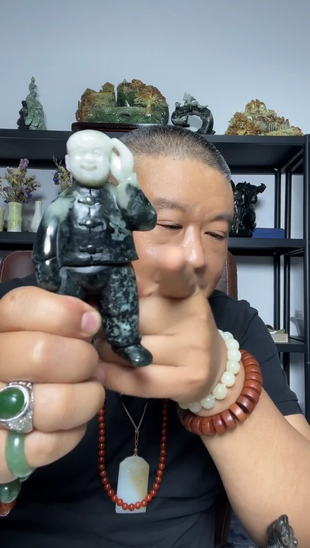 珠宝奇石未镶嵌独山玉招财童子摆件
