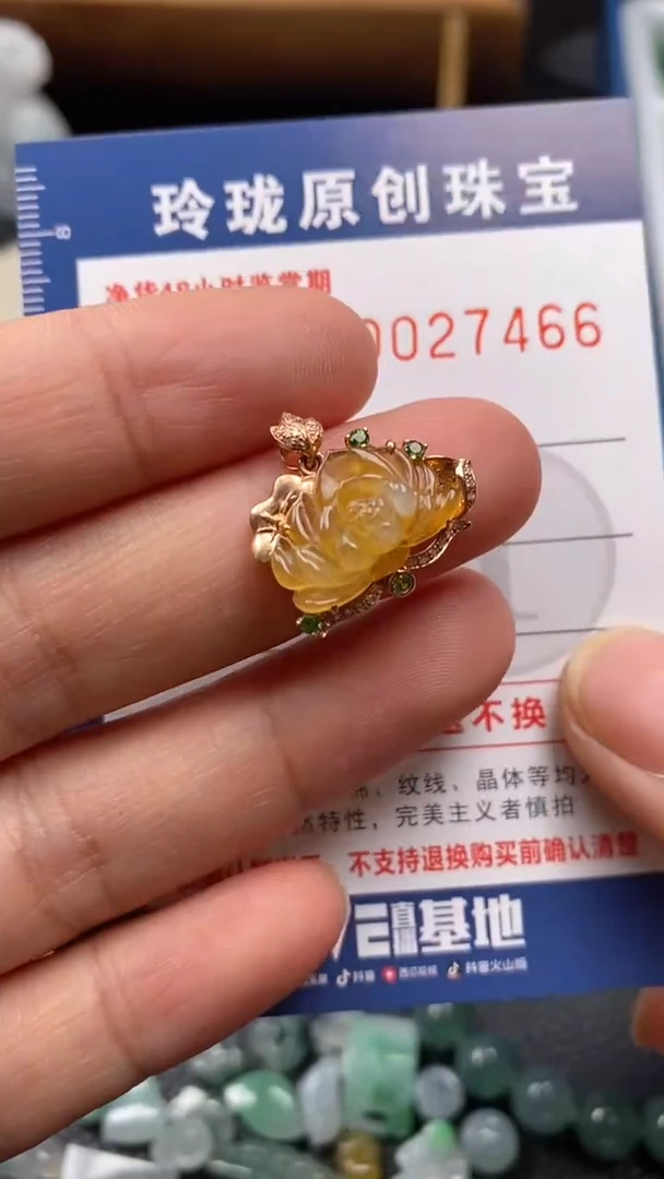 【闪购商品】翡翠颈饰18K金镶嵌翡翠净货27466