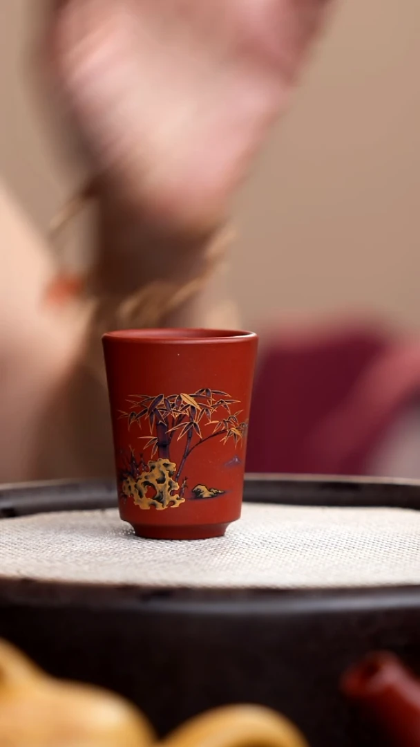 茶壶紫砂朱泥闻香杯描金