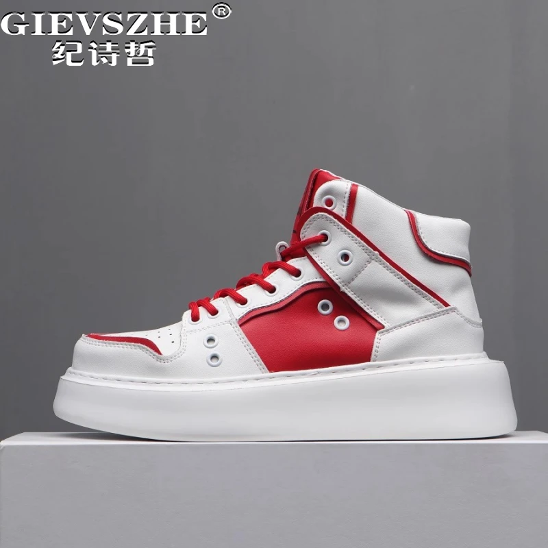 纪诗哲男鞋时尚百搭轻便运动鞋子男款透气厚底休闲鞋潮流高帮板鞋