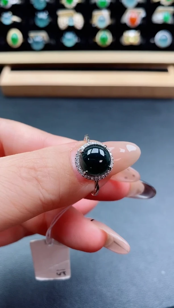 银S925镶嵌戒指翡翠1