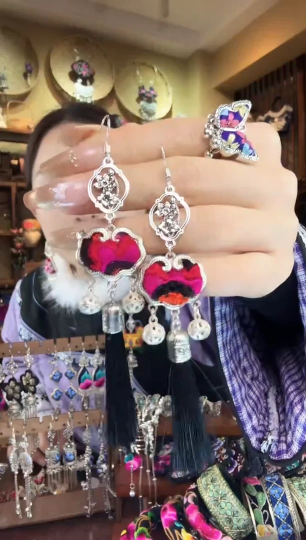 刺绣非遗刺绣民族风耳环