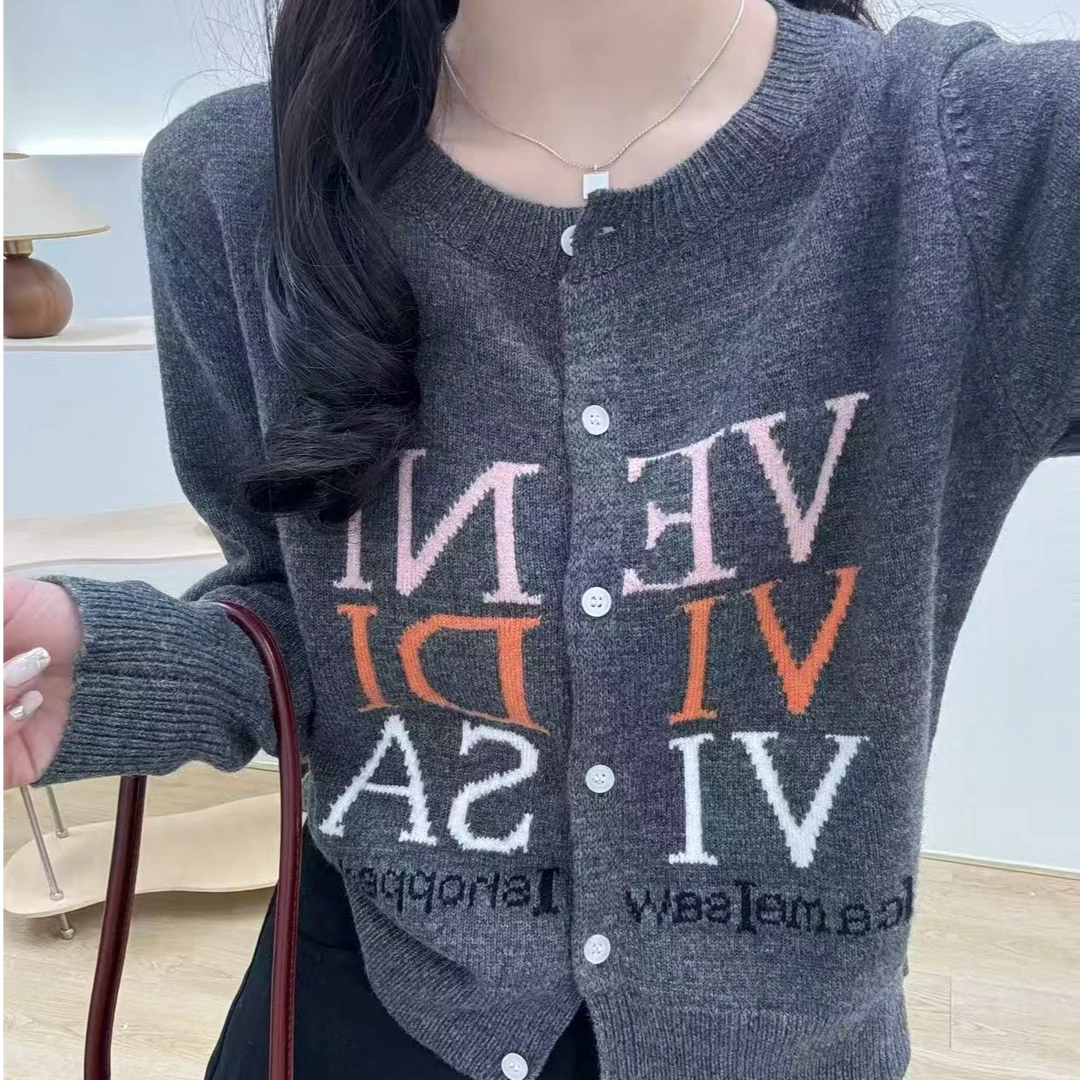 559#小香风长袖针织衫显瘦时尚百搭圆领开衫2 24