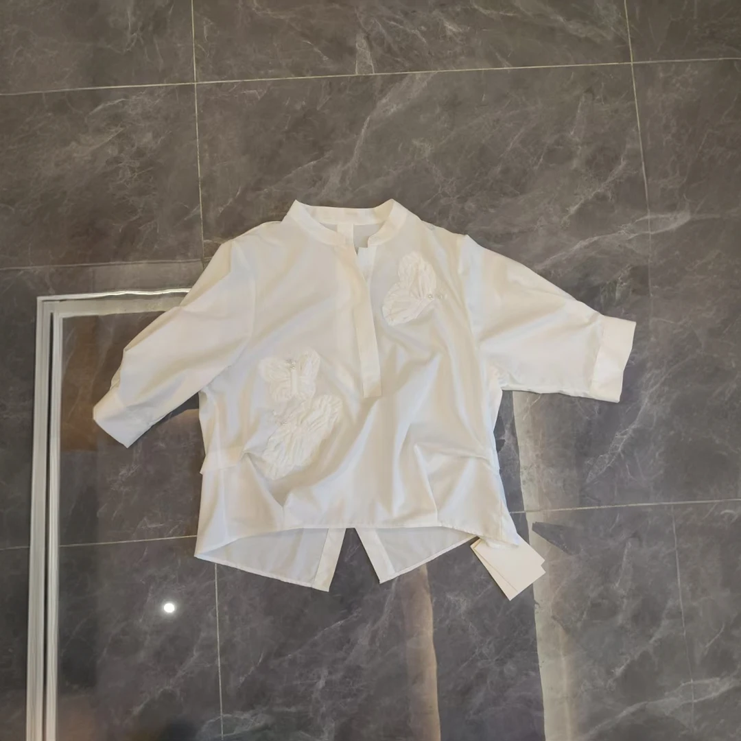 50012【马*奴订单】新中式国风刺绣白衬衫L2025307