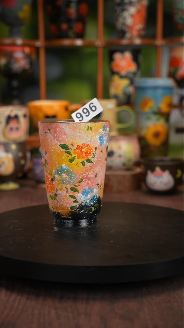 景德镇釉下彩手绘紫砂杯996