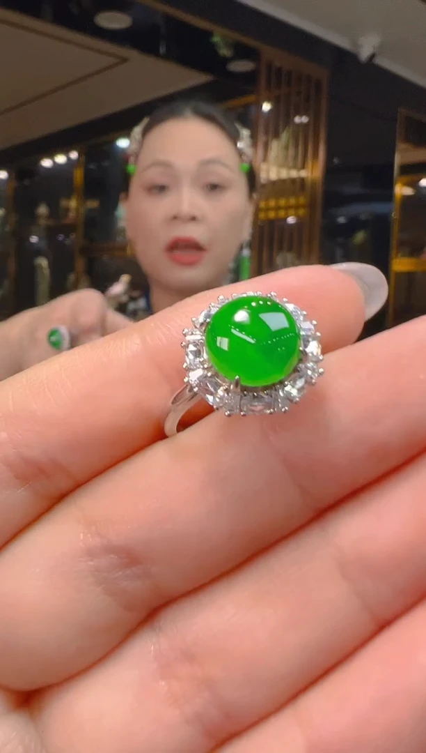 银S925镶嵌戒指翡翠040(多样性发货发其一)